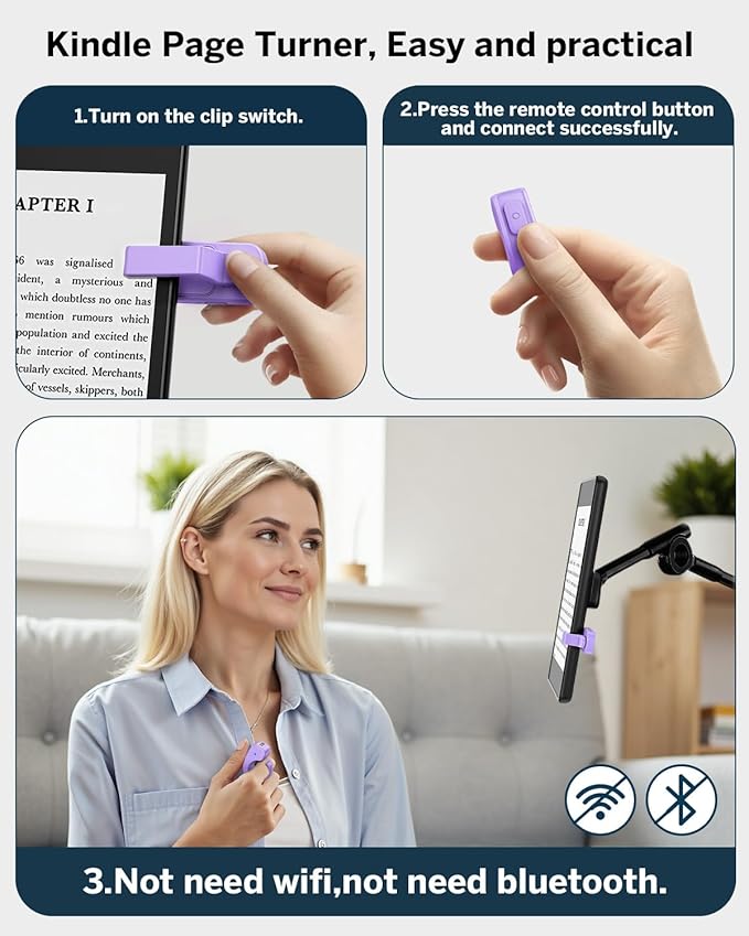 DATAFY [Case-Friendly] Remote Control Page Turner Ring for Kindle Paperwhite Oasis Scribe Kobo eReaders, Camera Camcorder Remote Controls, Page Turner Clicker for ipad iPhone Tablets with Storage Bag