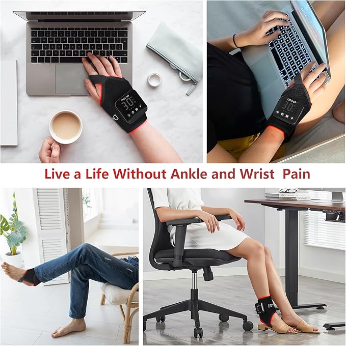 4000mAh Cordless Red Light Therapy for Ankle, Portable Infrared Light Therapy for Wrists Light with 660nm & 850nm NIR Light, Red Light Wrap for Ankle Relaxation 14.2'' x 6.3''