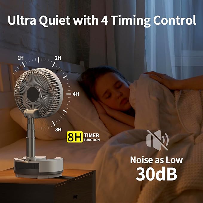 Socool 20000mAh Portable Fan Foldable Wireless Battery Rechargeable with 8-Speed & 112H, 90° Osciliating Floor Standing Fan Remote, Desk Fan with 8H Timer & LED Light for Home Kitchen Travel Camping