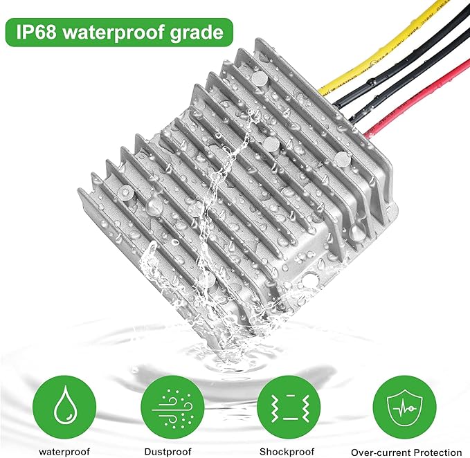 DC 24V Step Down to 12V 30A 360W Converter Regulator Waterproof Buck Power Supply Reducer Regulator Transformer Voltage Module for Golf cart Club car