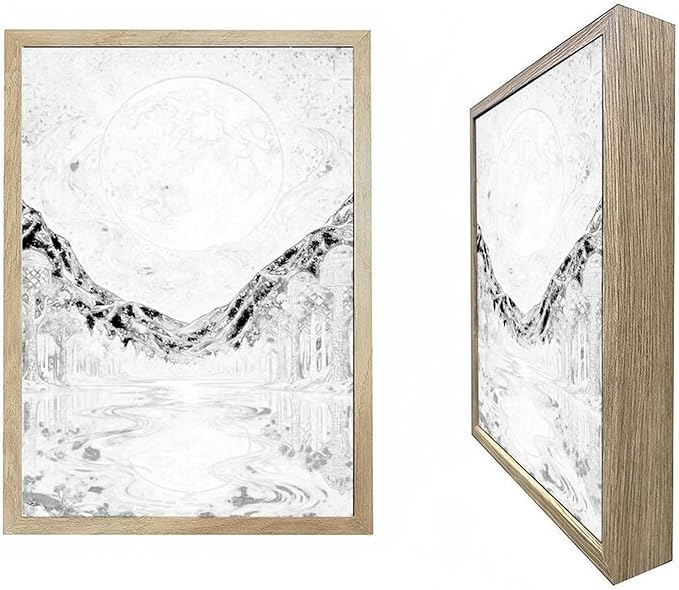 URVIP LED Glowing Photo Frame, 3D Starry-Sky Blue Moon Wall Art, 9x12 Inches Dimmable Light Up Light Painting for Bedroom, Unique Aesthetic Decor, Great Birthday Gift for Women Men