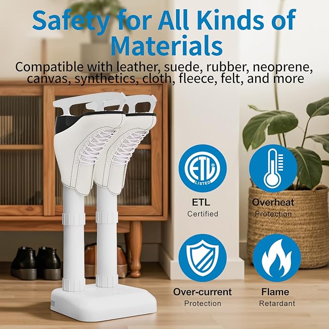 LAVIEAIR Boot Dryer Shoe Dryer for Work Boots Sneakers and Gloves, No Damage Ultra Low Temperature Drying, Fanless Noiseless Boot Warmer Deodorizer