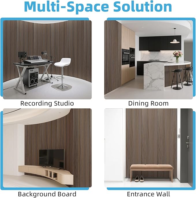 Art3d 1-Pack Acoustic Wood Slat Wall Panel with Roll-Flat Design - 95.3 x 23.8 Inch Sound Absorbing Panels for Living Room Columns Corridor Curved Wall Decor, Walnut