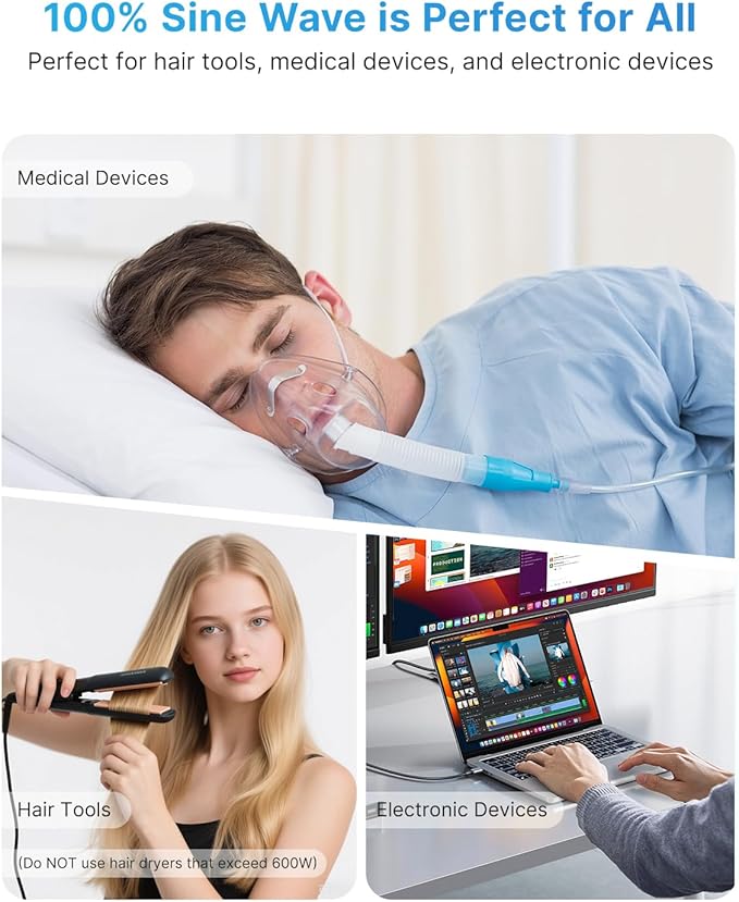 220V to 110V Travel Voltage Converter, VINTAR 600W Pure Sine Wave Voltage Converter US to Europe, Power Converter Adapter Combo Step Down Transformer for CPAP Hair Straightener Curling Iron