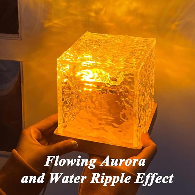 Aurora Borealis Night Light Projector, Aurora Dreamscape Projector, Magical Northern Lights for Your Room, 3/16 Colors Ambient Dynamic Wave Cube Lamp with Remote (3 Colors Rechargeable, Plastic)
