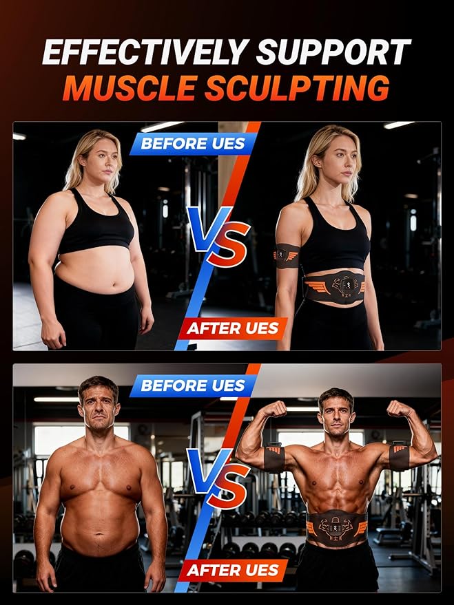 Electronic Muscle Stimulator 5-Piece Set, EMS Ab Machine - Fitness Apparatus Equipment Workout Equipment for Muscle Conditioning & Core Workout, Strength Training, Recovery Suitable for Men and Women