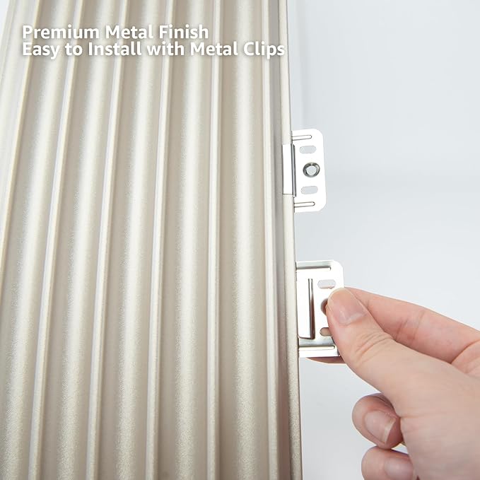 Art3dwallpanels 4 Pack Glossy Metal Finish WPC Soundproof 3D Wall Panels for Interior Wall Decor, Wavy Grain Panel Wall Slats, Sample