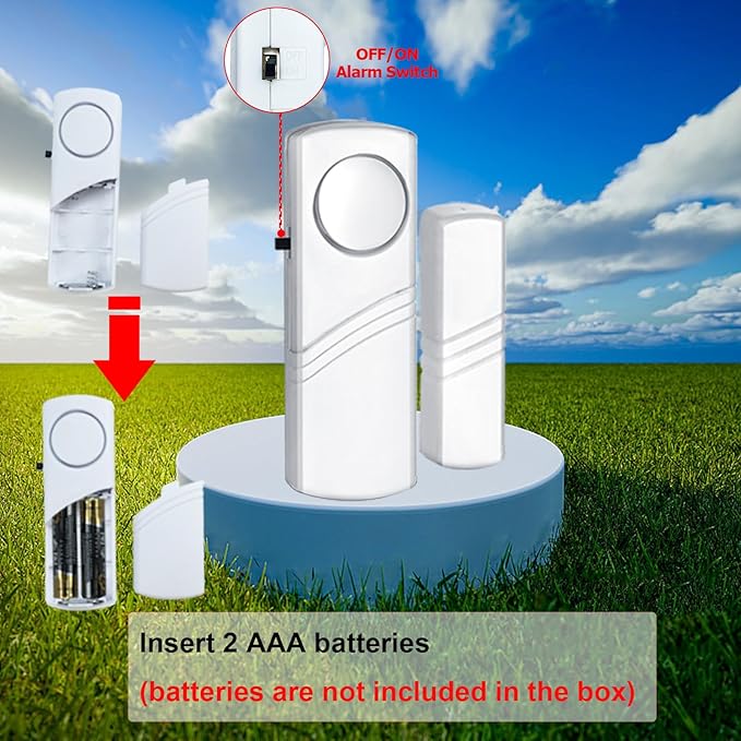 Security Door Window Alarm, 90DB Wireless Sensor Door Window Burglar Alarm, Door Alarms for Kids Safety, Easy Installation Doorbell Alarms for Office House Window Pool (2 Pack)