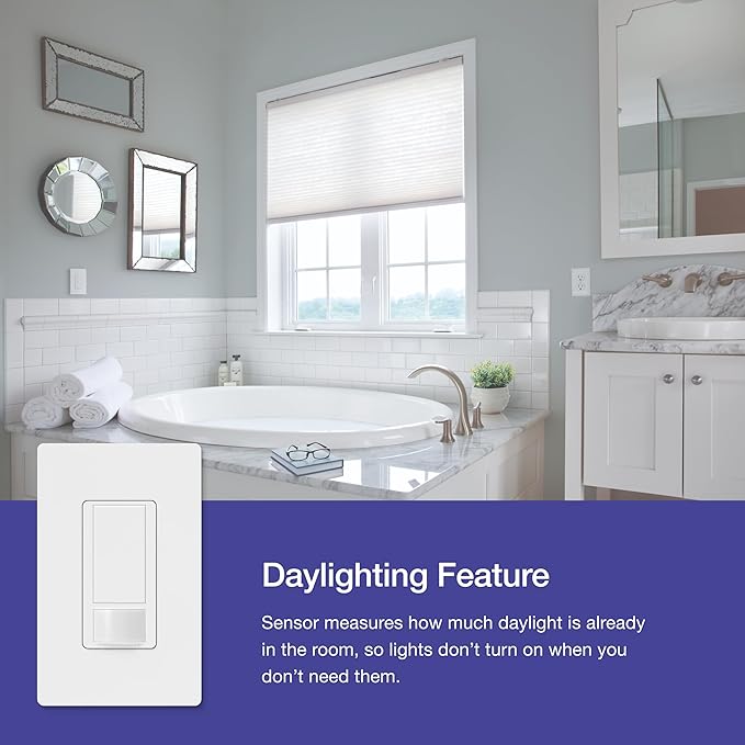 Lutron Maestro Motion Sensor Light Switch Indoor for Bathroom, Garage, Laundry Room, Any Bulbs, Occupancy Vacancy Sensor, Single-Pole, MS-OPS2-GR, Gray
