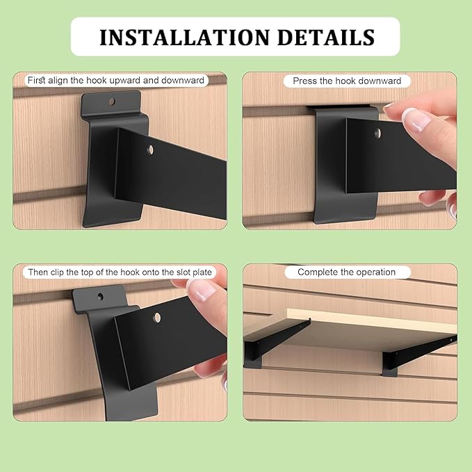 APOCHON 12 Pack Slatwall Shelf Bracket 12 inch, Heavy Duty Slatwall Knife Shelf Bracket for Slat Wall, Metal Slatwall Accessories with Lip for Slatwall Panels Shelving Display Home Commercial