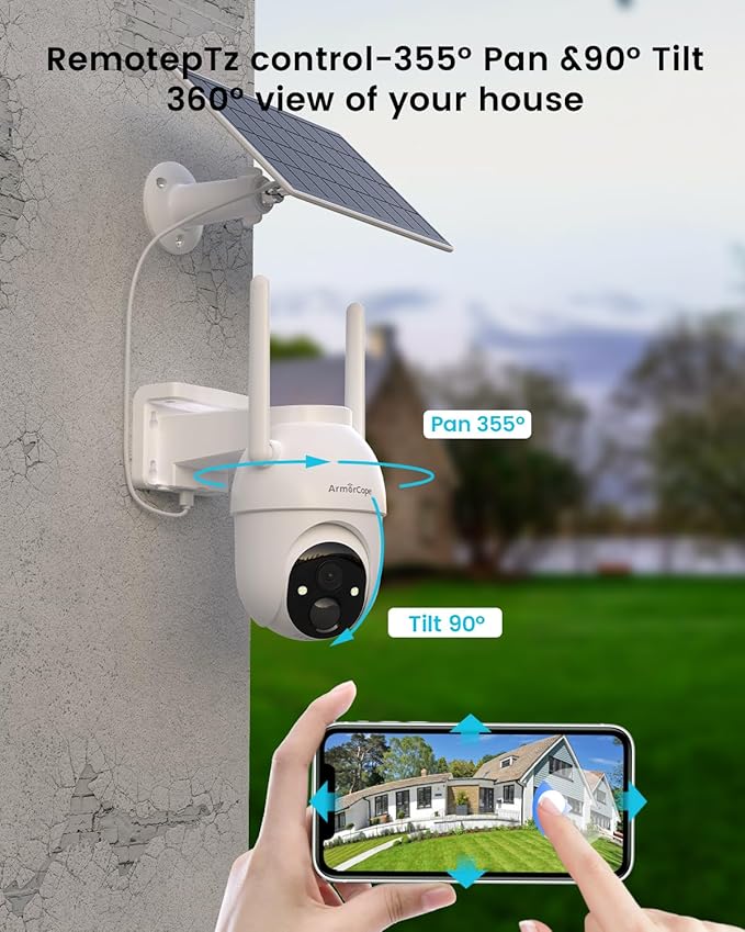 Armorcope Security Cameras Outdoor Wireless,4 Cam-Kit,No Subscription,360° Pan & Tilt Home Security Cameras System,2K Color Night Vision
