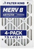 Filter King 7.5x41.5x1 Air Filter | 4-PACK | MERV 8 HVAC Pleated A/C Furnace Filters | MADE IN USA | Actual Size: 7.5 x 41.5 x .75"