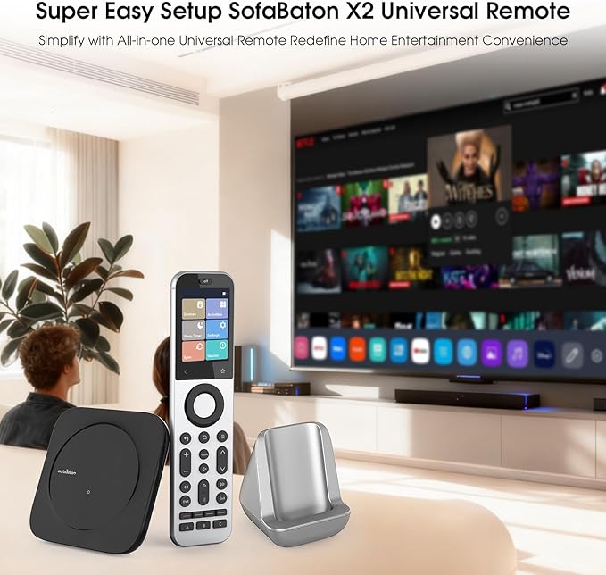 SofaBaton X2 Universal Remote Control with Touchscreen, Powerful Hub, One-Touch Activities, Custom APP, Compatible with IR/Bluetooth/RF/WiFi Devices, Works with Alexa&Google Assistant&Home Assistant