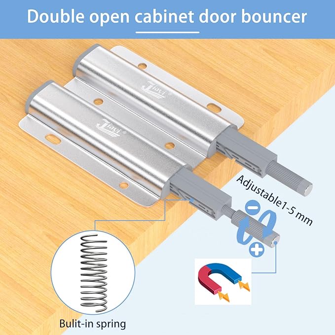 Magnetic Push Latch Heavy Duty Jiayi Double Push to Open Door Latch Touch Latches Kitchen Door Push Release Latch for Drawer Closure Push Catch Pop Out Cabinet Hardware (1 Pack)