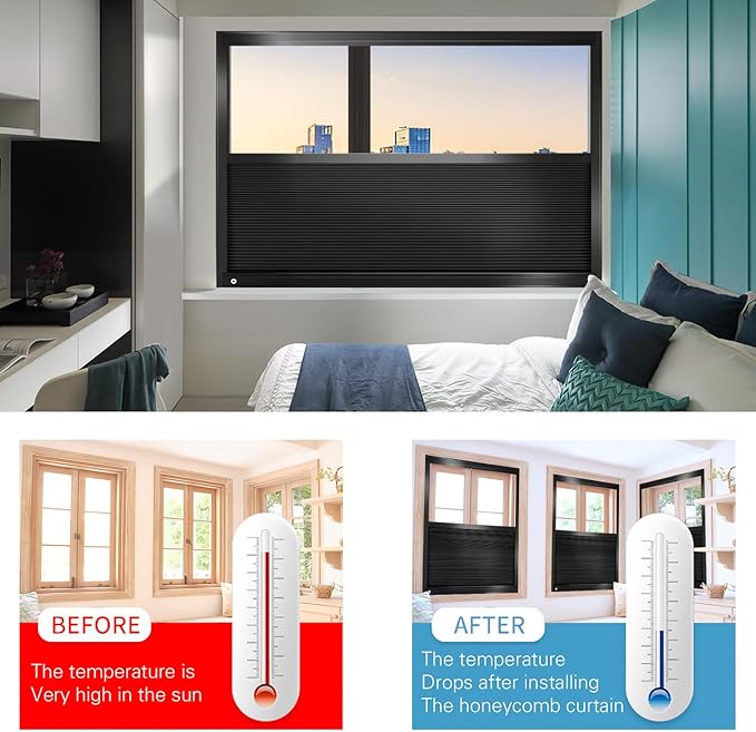 LEXEN Smart Bottom Up Honeycomb Shades - WiFi Enabled Motorized Cellular Blinds Compatible with Alexa/Google Home Easy Install Blackout Honeycomb Blinds with Aluminum Frame Customize Size-Grey