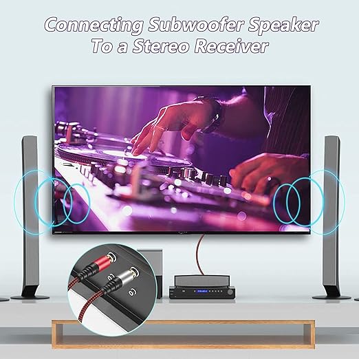 Tiierzon RCA Cable 10Ft,2Rca Male to 2-RCA Male Audio Stereo Subwoofer Cable [Hi-Fi Sound] Nylon-Braided Auxiliary Audio Cord for Home Theater, HDTV, Amplifiers, Hi-Fi Systems,Speakers and etc (10Ft)