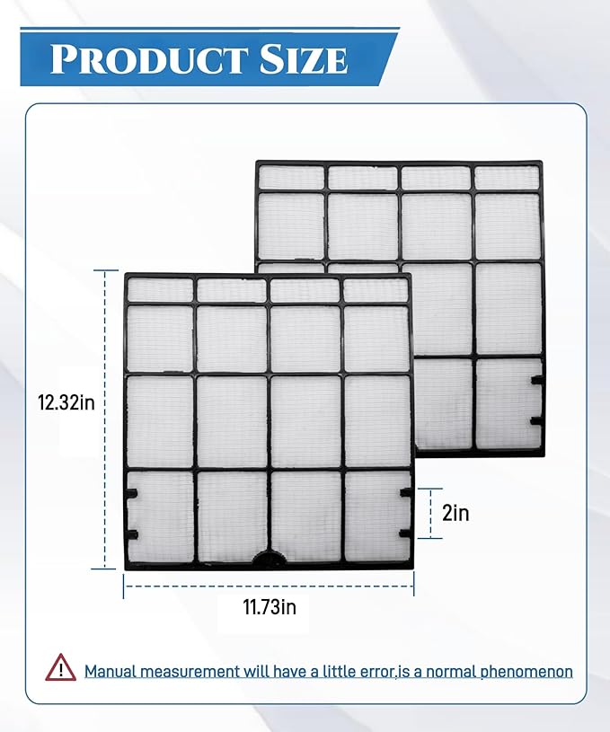 2 Pcs 4007597 Mini Split Air Filter Replacement Compatible with Daikin Mini Split Units CTKS20KVMA, CTXS07LVJU, CTXS07WVJU9,12.32'' * 11.73''