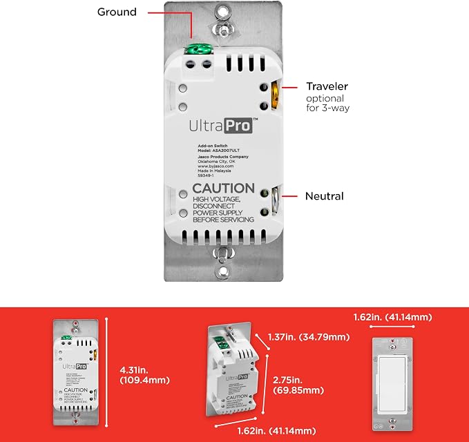 UltraPro 700 Series Add-On Switch QuickFit and SimpleWire, in-Wall White Rocker - Image 3