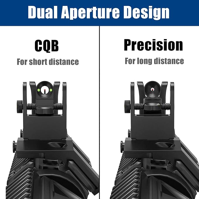 UUQ 45 Degree Offset Fiber Optic Iron Sights, Flip Up Front Rear Sites - Image 5