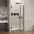 Pivot Swing Shower Door, Adjustable Width 40" W x 74" H Semi-Frameless Shower Glass Door with 5/16 in (8mm) Clear SGCC Tempered Glass with Nano Easy-Clean Coating (Matte Black)