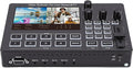 Yunseity 1080P Video Switcher, 5 Inch Screen 4 Channel HD Multimedia Interface Live Stream Switcher with Real Time Multi View and PTZ Control, for Multi Camera Streaming Online (US Plug)