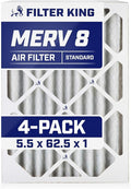 Filter King 5.5x62.5x1 Air Filter | 4-PACK | MERV 8 HVAC Pleated A/C Furnace Filters | MADE IN USA | Actual Size: 5.5 x 62.5 x .75"