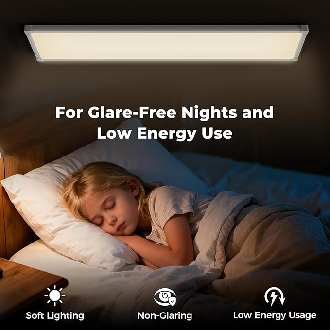 AIKVSXER 1 Pack 1x4 FT LED Flat Panel Light Surface Mount, with Wireless Switch & App Control, Night Mode, 50W 5500LM, 3000K/4000K/6500K, Ultra-Thin LED Light for Office Home,120-277V - White