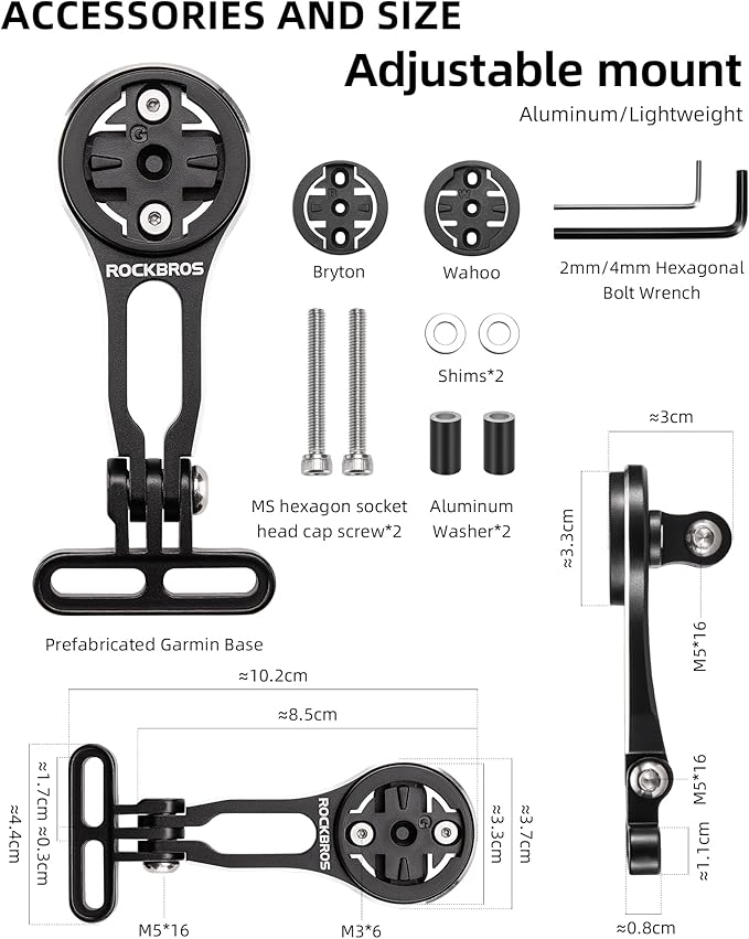 ROCKBROS Bike Computer Mount Adjustable Out-Front Bicycle Computer Mount - Image 6