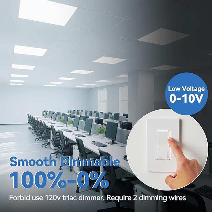 CycevSun 16-Pack 2x2 LED Flat Panel Light - Drop Ceiling, 30/40/50W Selectable, 5500LM, 4CCT 3000K/4000K/5000K/6000K Switchable, 0-10V Dimmable, 100-277V, ETL Listed