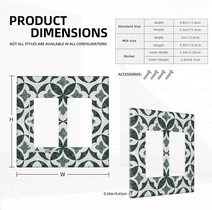 Bvtewkhz Green Luxury Modern Cubic Marble 2 Gang Double Rocker Decorative Light Switch Covers Electrical Faceplate Switch Plates for Bathroom Kitchen Home