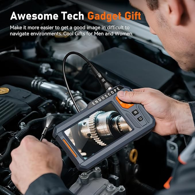 Triple Lens 5" IPS Borescope Inspection Camera, Ginocaco 1080P Digital Video Endoscope with Light, Waterproof Scope Camera with 16.5FT Semi-Rigid Cable, Drain Pipe Tool, Carrying Case, 32G Card