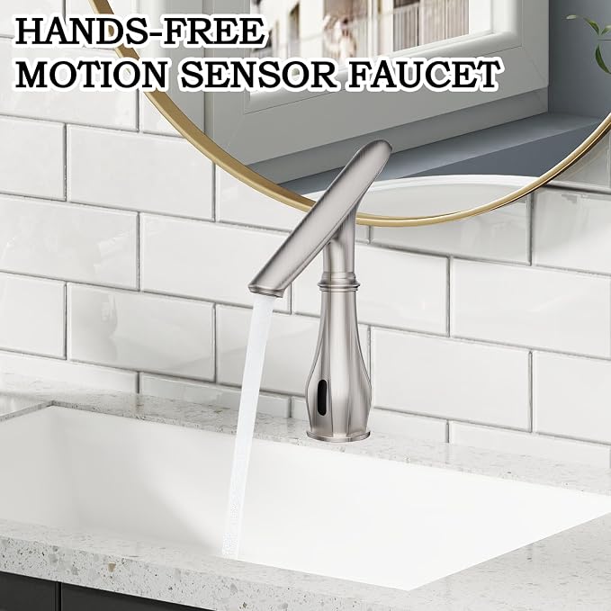 Touchless Bathroom Sink Faucets, Brushed Nickel Bathroom Faucet Single Hole - Image 3