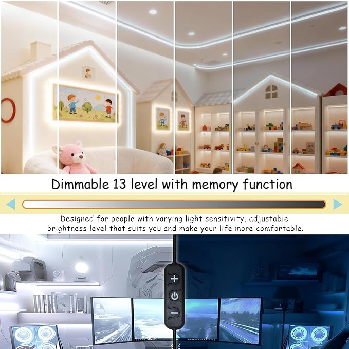 Led Strip Lights for Bedroom Dimmable 20 FT 360 Leds Rope Light Flexible Super Bright White Tape Lights for Ceiling Room Home Decor Luces Leds for DIY Living Room Kitchen Vanity Mirror Study Room