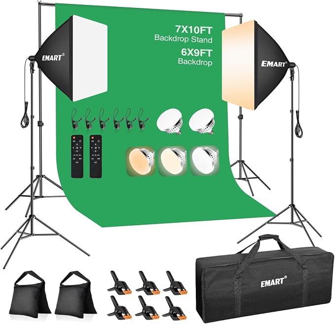 EMART Photography Lighting Kit, 7 x 10 FT Backdrop Stand by EMART