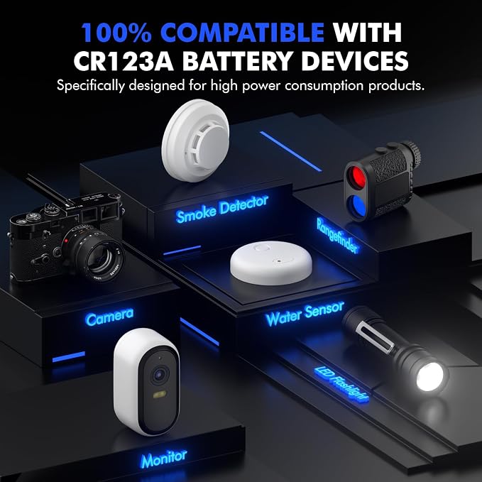 Voniko CR123A 3V Lithium Battery, High Capacity 123 Batteries, 3 Volt CR17345 - Image 4