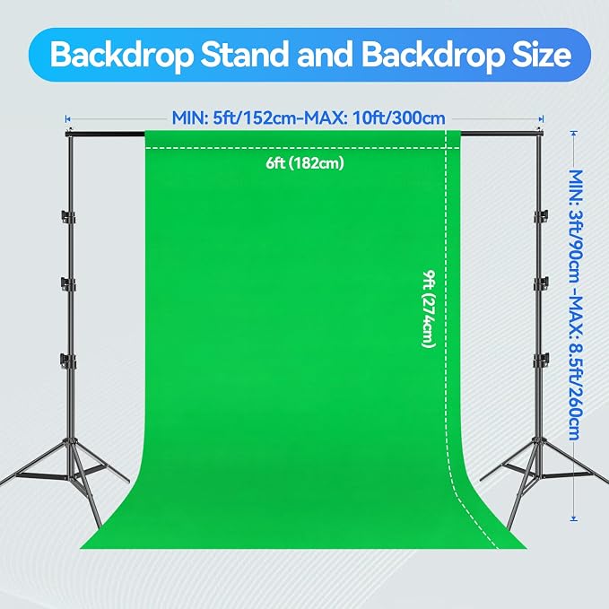 EMART 8.5X10 FT Green Screen Backdrop Kit, Photography Umbrella - Image 2