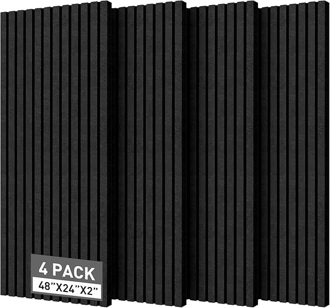 HWLIYUTAI Acoustic Foam Panels, 48 x 24 x 2 inches, 4 Pack Soundproof Foam Wall Panels High Density Noise Canceling Studio for Echo Absorption Home Office (Black 4 Pack, 48" x 24" x 2")