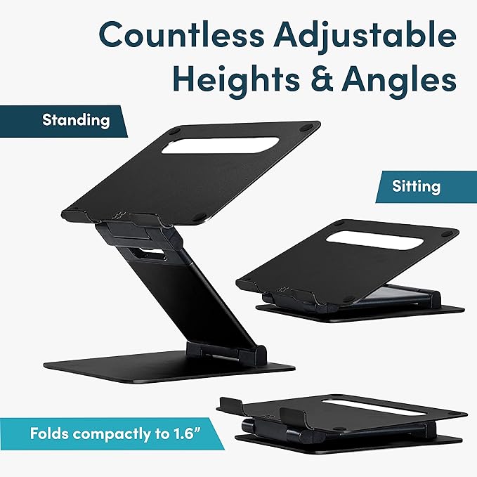 Lifelong Ergonomic Adjustable Laptop Riser - Fits 10-17 Inch Laptops & MacBooks - Portable Desk Laptop Stand