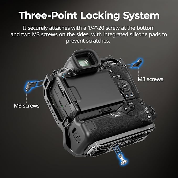 SmallRig R5 Mark II with Battery Grip BG-R20 Camera Cage for Canon, Three-Point Locking Full-Cage with Cold Shoe Mount, Quick Release Plate for Arca for Stabilizer and Tripod Shooting - 5623