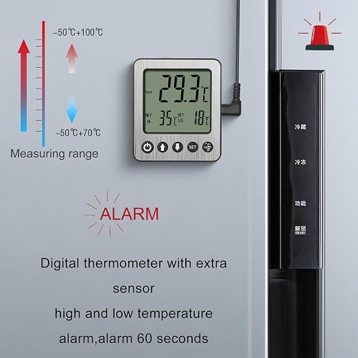 Refrigerator Thermometer Freezer Alarm Digital Freezer Thermometer Fridge - Image 5