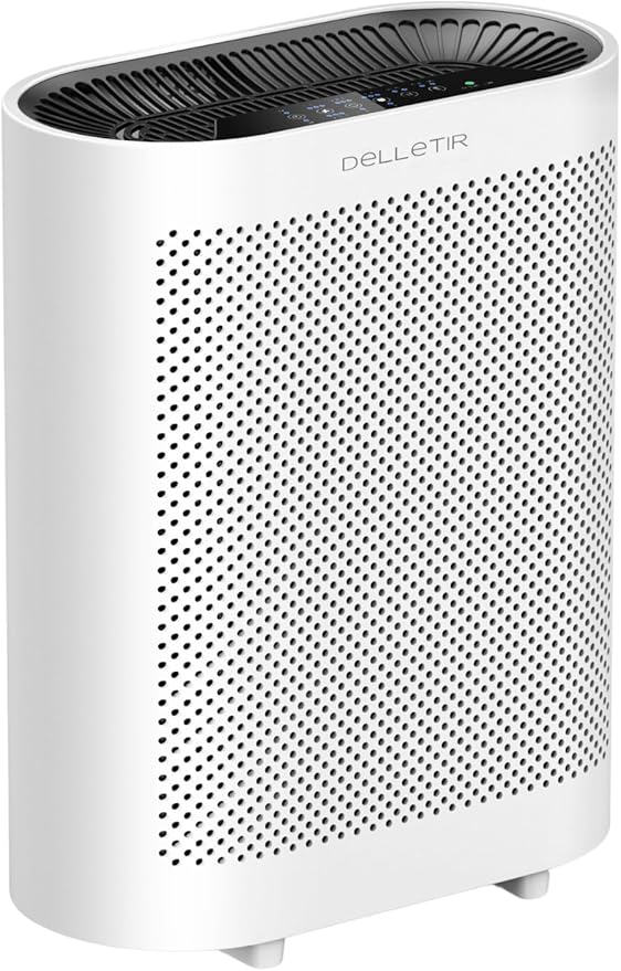 DELLETIR Office Air Purifier with 3-in-1 HEPA Filter Desktop Air Cleaner for Smoke, Dust, Pet Dander, HEPA Air Purifier for Home and Bedroom (EPI810)