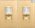 TOPGREENER in Wall PIR Motion Sensor Light Switch, Occupancy Sensor Switch, 𝐍𝐞𝐮𝐭𝐫𝐚𝐥 𝐖𝐢𝐫𝐞 𝐑𝐞𝐪𝐮𝐢𝐫𝐞𝐝, On/Off Override, 𝐒𝐢𝐧𝐠𝐥𝐞 𝐏𝐨𝐥𝐞, 4A, 500W, TSOS5-GDSWP,Gold,2 Pack