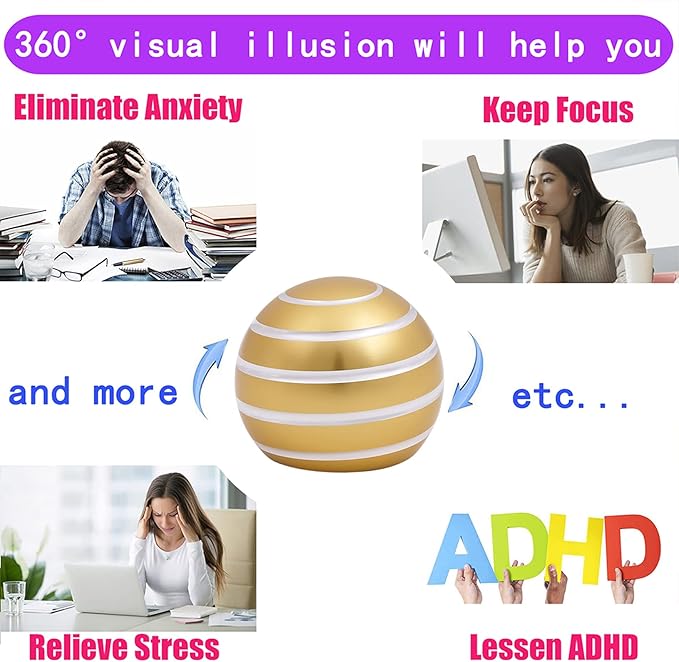 Desk-Fidget-Toys for Kinetic-Toy: Cool-Gadgets Cool-Stuff for Adults Kids Teens, Spinning Up to 180 Seconds, Stress Relief Toy for Christmas Optical-Illusion Gift for Office School Home Women Men