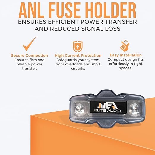 Elite Audio Premium Series Amp Kit Copper Clad Aluminum Wire, Triple-Shielded RCA Cables, High-Power Capacity, ANL Fuse Holder, Car Amplifier Install Kit (0 Gauge (Dual Amp))