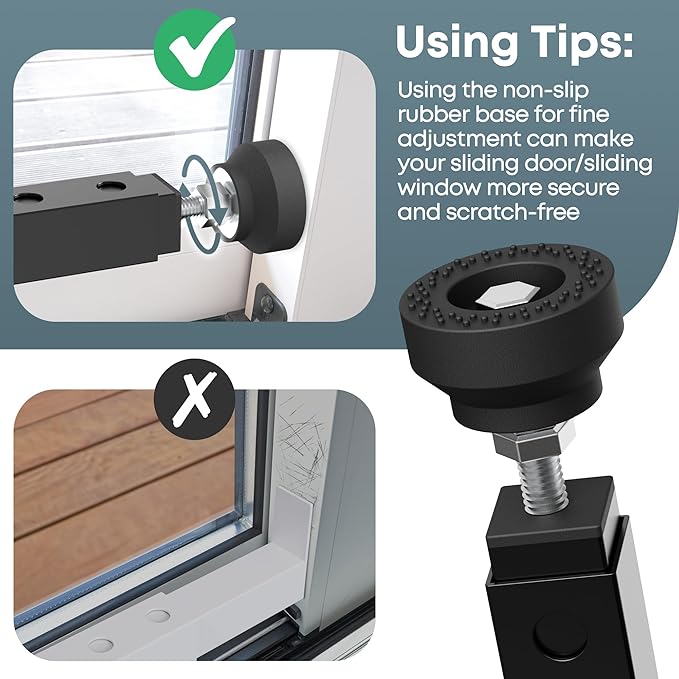 Gadgetzan Adjustable Window Security Bar,17-33 Inch Sliding Door Security Bar Lock with Rubber Base,Window Stopper for Patio Sliding Glass Door/Sliding Window/Anti-Theft/Child Safety (Black - 1 Pack)