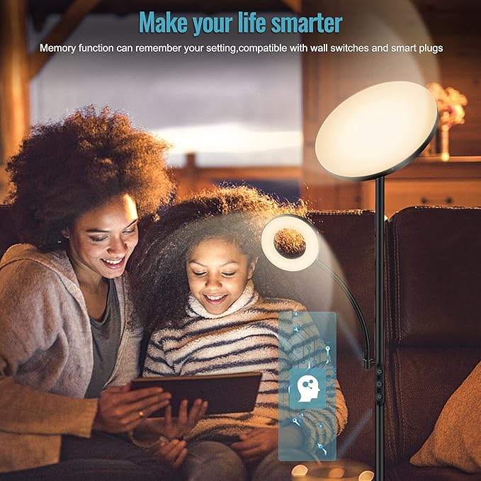 marctronic Floor Lamp, Upgraded 42W 4000LM Super Bright LED Floor Lamp for Living Room Bedroom, Dimmable Standing Reading Floor Lamps with Remote & Touch Control