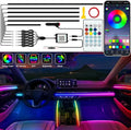 Jushope Interior Car LED Strip Lights, Acrylic LED Lights for Car with Dynamic Dreamcolor Chasing, Ambient Lighting Kits Music Sync Wireless APP and RF Remote Control (6 in 1)