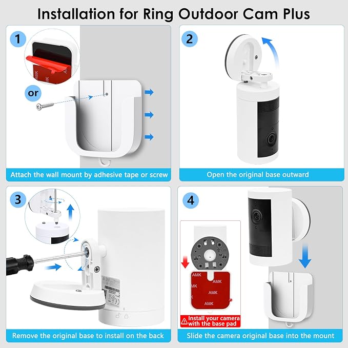 No Drill Wall Mount for Ring Outdoor Cam Plus, Easy Installation - Image 3
