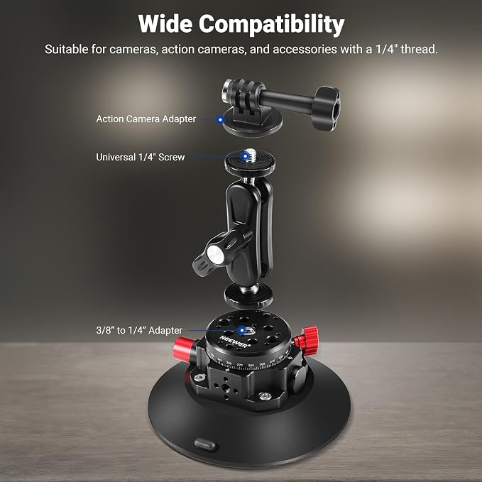 NEEWER 6"/15.2cm Camera Suction Cup Mount - Image 3