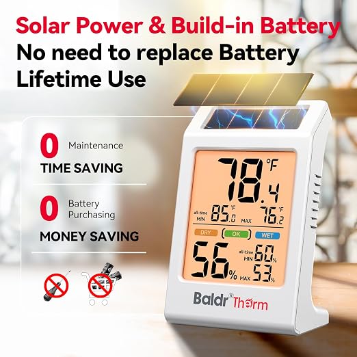 BaldrTherm Room Thermometer Indoor, Humidity Meter, 2026 Upgrade Backlit - Image 3